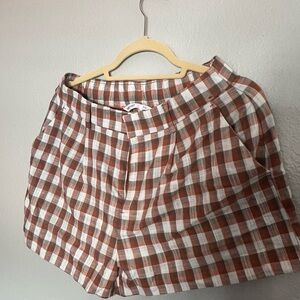 Nine West Brown and White Checkered Women Shorts